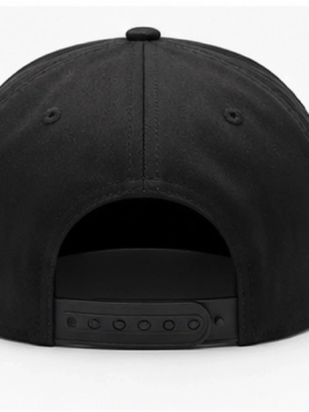Classic Black 6 Panel High Crown Flat Bill Snapback Hat cotton cap